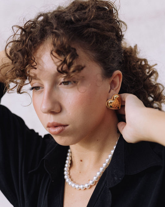 Brincos coração vintage